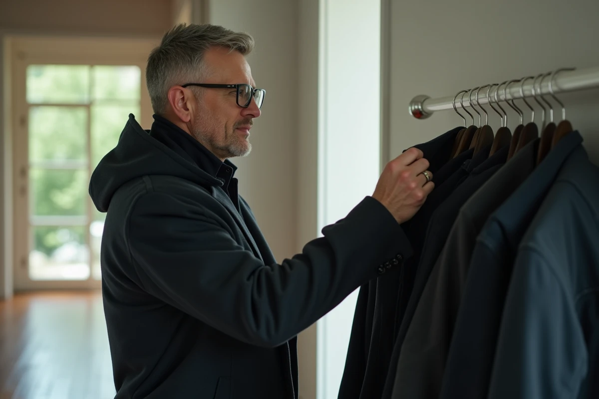 Homme professionnel retirant le col de son manteau
