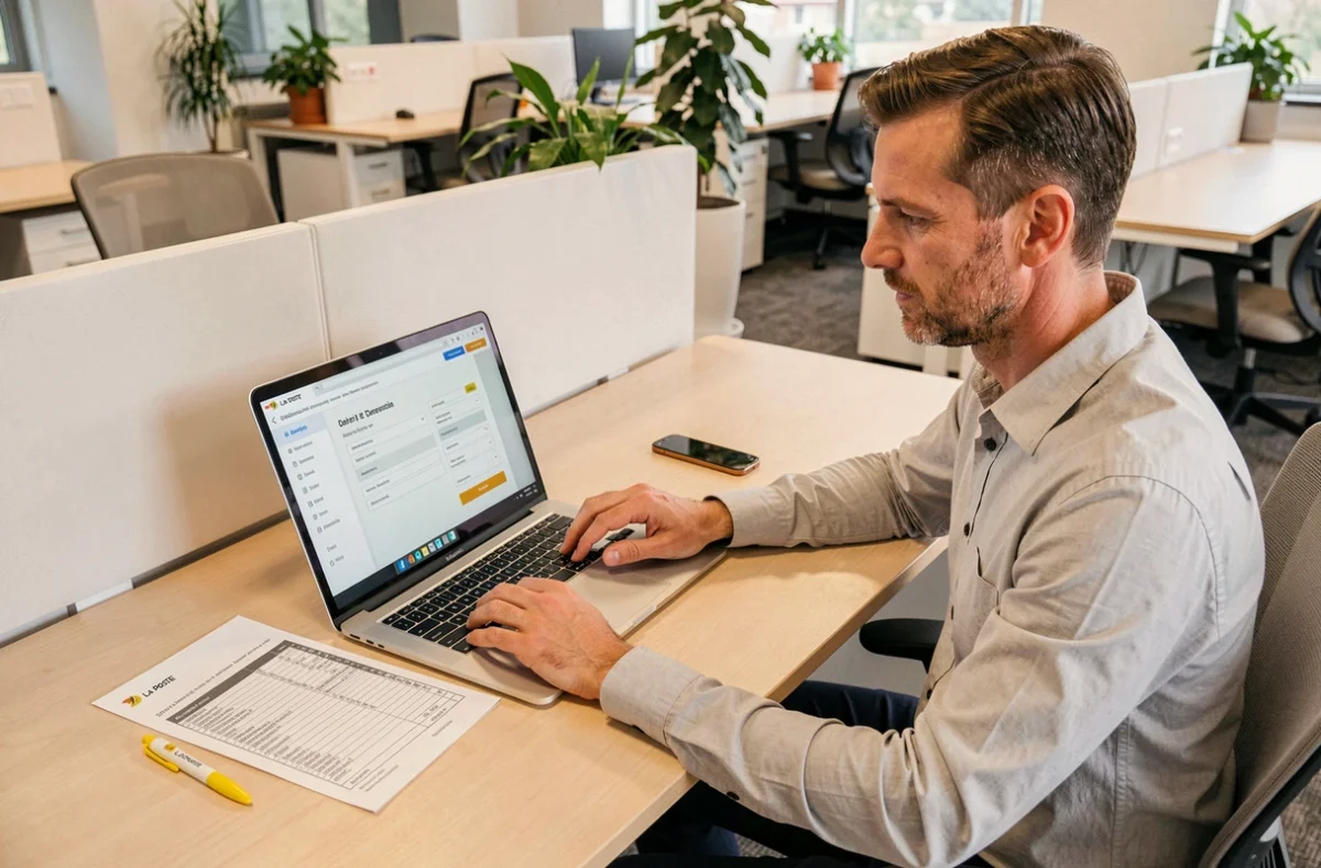 Salarié La Poste commandant sa tenue de travail en ligne sur le portail Mon Habillement
